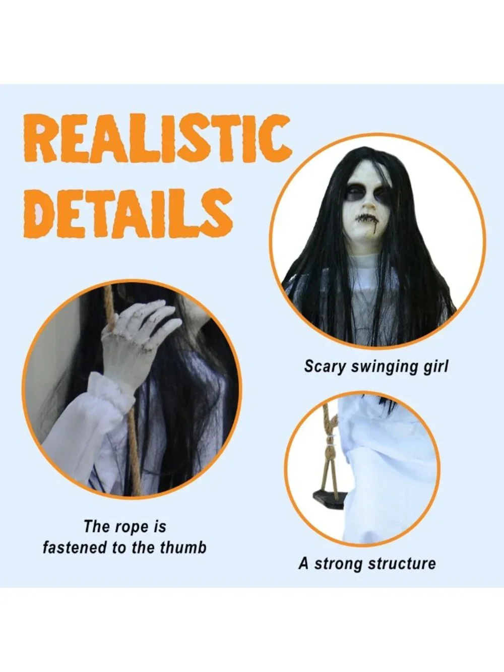 Creepy Hanging Ghost Girl Decorations for Halloween - Scary Indoor & Outdoor
